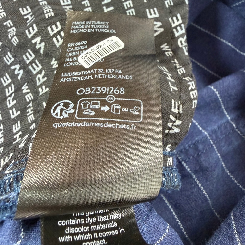 We The Free Pinstripe Wide Leg Jeans Indigo Blue Button Fly OB2391268 Size 31 - Picture 4 of 11